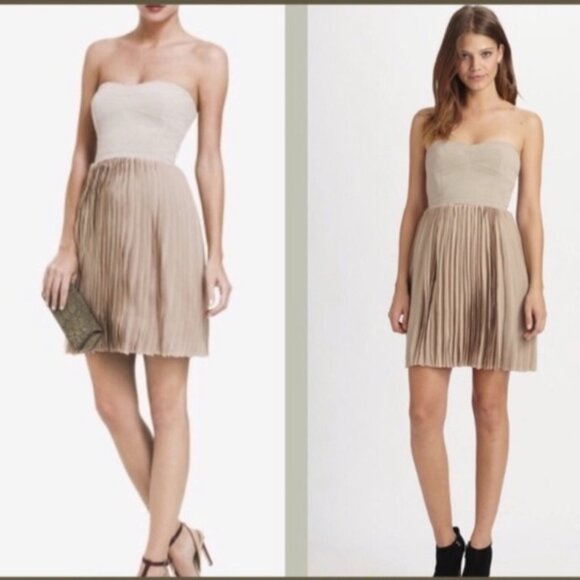 BCBGMaxAzria Angel Strapless Bustier Dress in Pumice - Picture 1 of 8